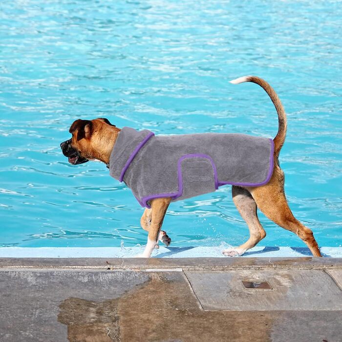 Рушник для собак, халат для собак маленьких, середніх та великих порід, швидковисихаючий рушник з мікрофібри, халат для собак з клямками та регульованими стяжками (XS, сірий)