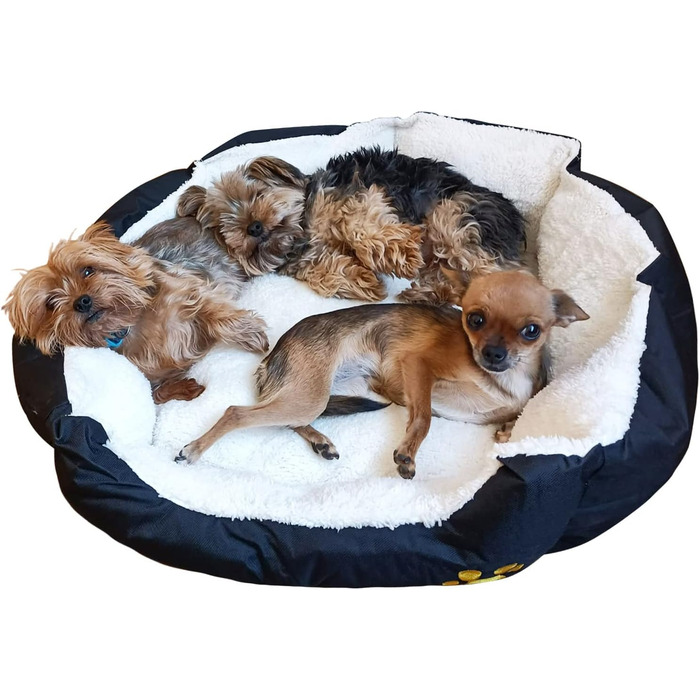 Mobiclinic® Pets Ліжко для собак і котів Pluto, європейський бренд, машинне прання, антиковзке дно, надм'яка тканина, зручно, різні розміри, чорний/білий