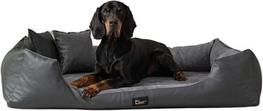 Ортопедичне ліжко для собак Eden, велике, середнє, маленьке - подушка для собак, килимок для собак з еко-шкіри + тканина Alcantara - зняття болю, стійке до зношування, міцне (XXL, сірий) XXL сірий