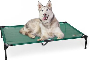 Підняте вуличне ліжко для собак K&H PET PRODUCTS, велике охолоджувальне ліжко з міцним металевим каркасом, дихаючою сіткою, портативне ліжко-платформа для великих собак