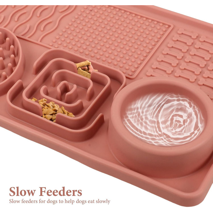 Килимок для собак - повільний годівник великого розміру з присосками, антиковзаюча поверхня, легко миється, сприяє повільному годуванню, підходить для цуценят та домашніх тварин
