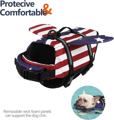 Жилет для плавання собак Petglad з дизайном крила, світловідбиваючий жилет для собак з поплавком для підборіддя, для басейну, пляжу, катання на човні, серфінгу, середніх та великих собак (Помаранчевий, XS) XS (Обхват грудей 29.9-41.9 см) (S (Обхват грудей