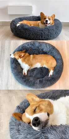 М'яке ліжко для котів та собак: кругленьке, миється, 70см та 60см (білий, сірий)