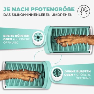 Очисник для лап тварин Maggie & Cooper (L, зелений) | для чистих лап | з мікрофібровою рукавичкою | 2 розміри | придатний для миття в посудомийній машині | м'які щітки