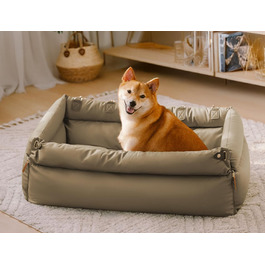 Автомобільне ліжко для собак FUNNYFUZZY: водовідштовхувальне, з кишенею та поводок, сіре (95 x 41,9 x 45 см)