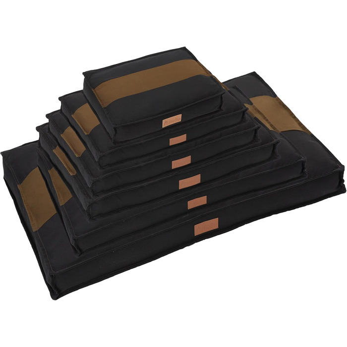 Ліжко для собак Ellie-Bo середнього розміру 71 x 48 x 10 см, смугастий дизайн чорного та коричневого кольорів, підходить для клітки 76,2 см