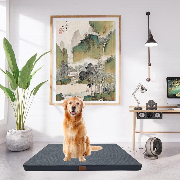 Ортопедичне ліжко для собак Odolplusz | Ліжко для великих собак, 100x70x7 см, сірий (Графіт), знімний чохол