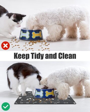 Нековзна килимок під миску для собак та котів: чорний, 40x60 см. Швидковисихаючий, легко миється. Килимок для годівлі тварин