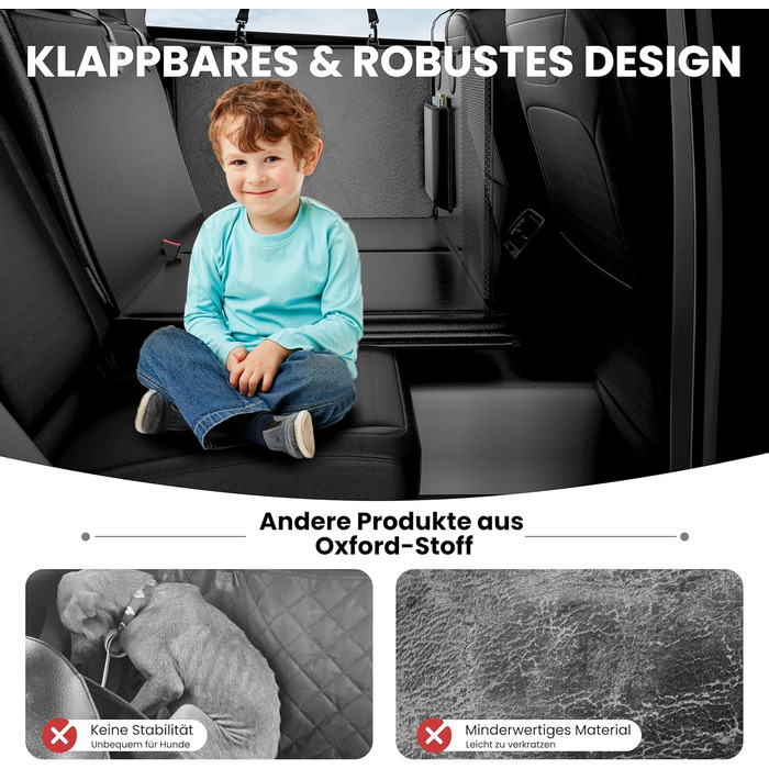 Захист для заднього сидіння автомобіля HiPetpy: водовідштовхувальна підстилка для собак з PU-шкіри, міцна (204 кг), антиковзаюча, для SUV, універсал, чорна