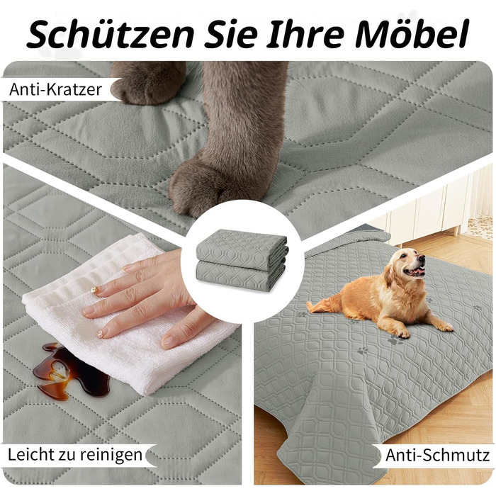 Водонепроникний килимок для собак Homaxy, двосторонній, для відпочинку вдома та на вулиці, 130x100 см / 203x173 см, сірий+темно-сірий