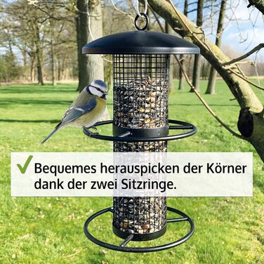 Годівниця для птахів Zooprinz Premium XL з міцними кільцями та захисним дахом – стійка до погодних умов та довговічна – для годівниць Meisenknödel 34716