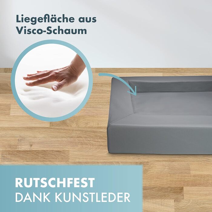 Ліжко для собак з віско-матрацом, миється - корзинка для собак, високоякісне собаче ліжко, ліжко для собак, що захищає суглоби, міцна собача підстилка, розмір L 110 x 90 см, коричневе