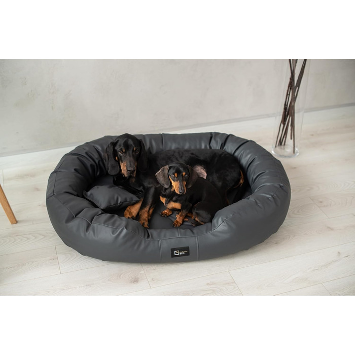 Ортопедичне ліжко для собак Ненсі Преміум, велике, середнє, маленьке - подушка для собак, килимок для собак з еко-шкіри, неслизьке, довговічне, зносостійке, міцне (XXL, Антрацит)