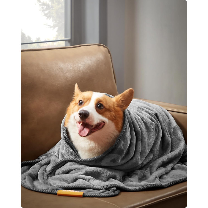Накидка для собак Feandrea, 3 шт. в наборі, L, 127 x 102 см, фланель, сірий, для захисту дивану, для собак маленьких та середніх порід
