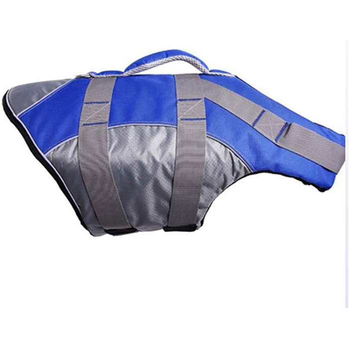 Жилет рятувальний для собак, блакитний XL. Жилет для плавання з рятувальним ручним захопленням, з регульованим кріпленням.