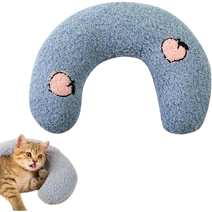 Подушка для відпочинку тварин Sakema, U-подібна, для котів та собак, машинне прання, блакитна