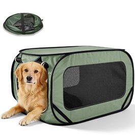 Складана переносна переносна коробка для собак та котів, 94x53x53 см, зелена