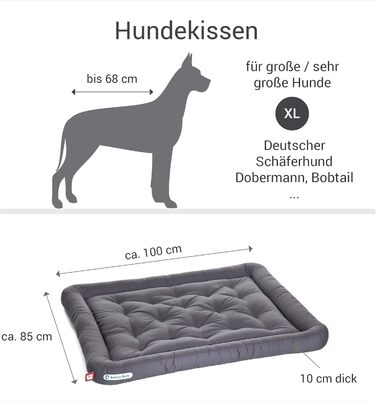 Ортопедичне ліжко для собак Doctor Bark, XL (100x85 см), сірий колір, гігієнічне, міцне та зручне, 95°C