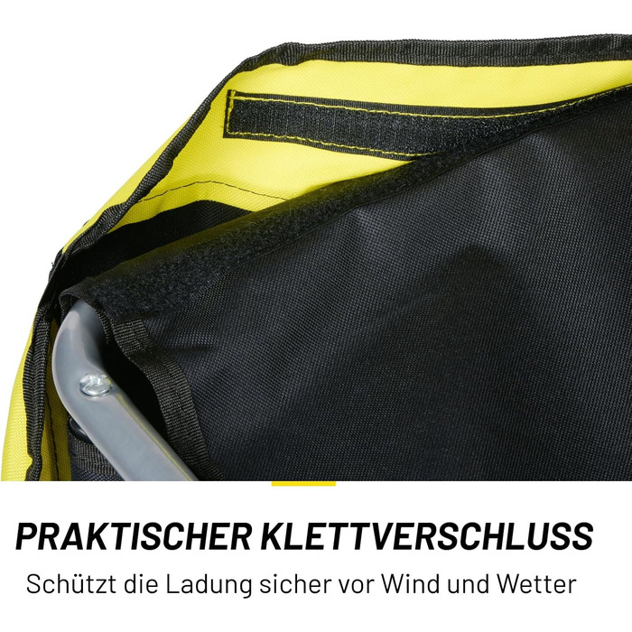 Причіп для велосипеда Dunlop – вантажний причіп з відбивачами та регульованим захистом від дощу – жовтий