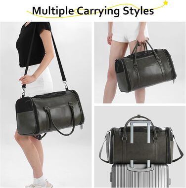 Сумка-переноска для тварин Johomviin: стильна сумка з екошкіри для собак та котів до 6,8 кг, схвалена авіакомпаніями, з дихаючою сіткою та плечовим ременем (зелена)