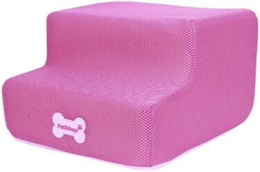 Сходинки для собак на 2 сходинки для ліжка та дивану, 20 см, широкі, для малих, старих, великих собак та котів, стабільні, неслизькі, миючі, рожеві