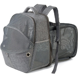 Рюкзак-переноска для тварин Galatée, розширюваний, для котів та маленьких собак (зелений/сірий)