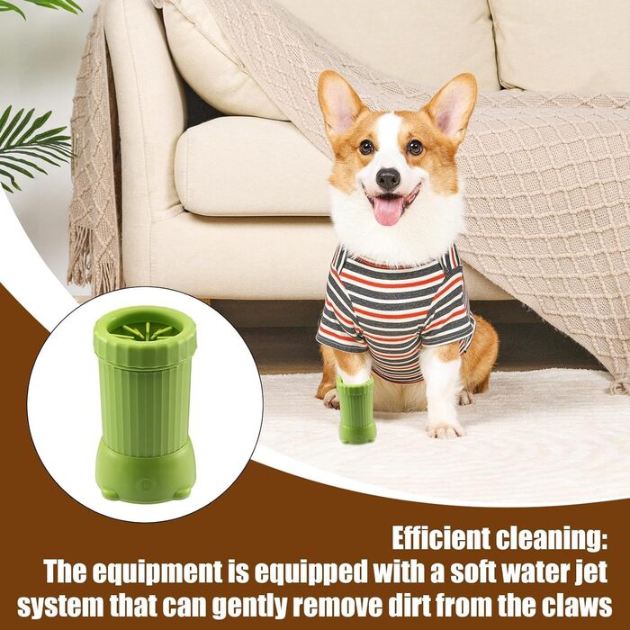 Автоматичний очищувач лап для собак - чаша для миття лап, USB-пристрій з підзарядкою, підходить для собак маленьких, середніх та великих порід, собак та котів (зелений)