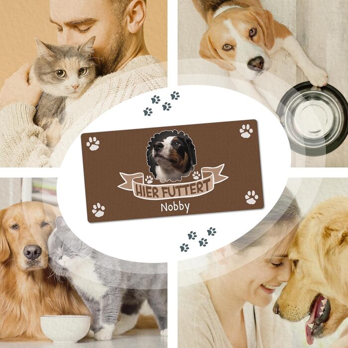 Персоналізована підставка під миску для тварин з фото та ім'ям - PR Print. Фартух для собак та котів, миється, нековзкий (80 x 40 см)