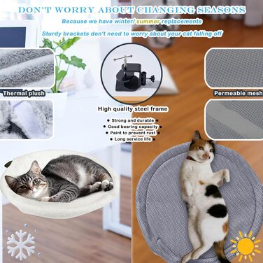 Кішка гамак-ліжко, кошик для сну, м'яке ліжко для котів та цуценят ZTIKSNYU, 45x45 см, з ковдрою та іграшками, до 22 кг