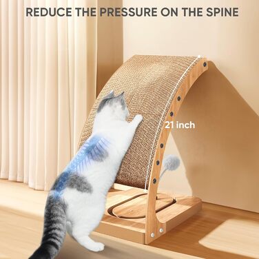 Преміум кігтеточка для котів з міцним матовим каркасом та іграшкою-обертом, вертикальна кігтеточка для дому, знімний картон для котів