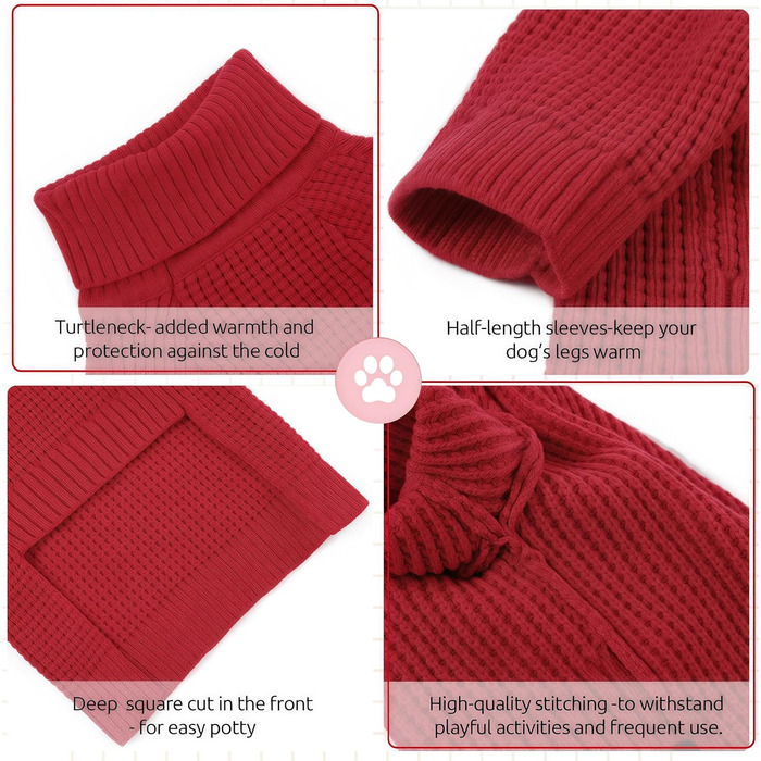 Зелений теплий зимовий пуловер для собак Konvinit, для маленьких та середніх порід (Чихуахуа, Такса, Французький бульдог), з коміром-горловиною, в'язаний, XS (30см обхват грудей)