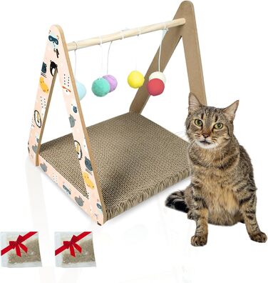 Когтеточка для великих котів з 5 іграшковими м'ячами, двостороння поверхня, посилена стійкість