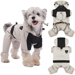 Водонепроникний зимовий теплий халат для собак з капюшоном, повний халат, захист від снігу, регульований (Бежевий, M)