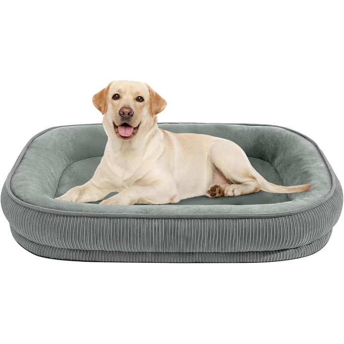 Ліжко для собак середніх та великих порід з високими бортиками, знімний та пральний чохол, кошик для собак, зручна подушка з роликом для шиї, неслизьке дно