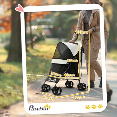 Візок для собак PawHut - блакитний, з розкладним сонцезахисним козирком, зручним килимком та кишенькою для речей