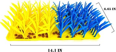 Килимок-іграшка для котів та собак VirgoCCY з силікону, килимок для нюхання, повільний миска, інтерактивний килимок для собак та котів, навчання носом (блакитний та жовтий, один розмір)