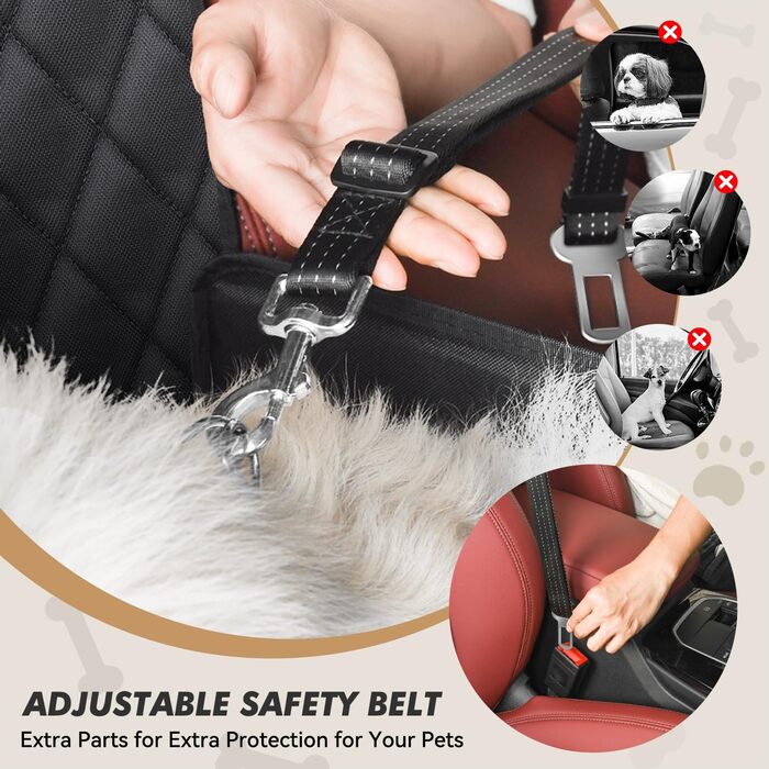 Автокрісло для собак: стабільне, безпечне, водонепроникне, чорне. Підходить для малих та середніх порід.