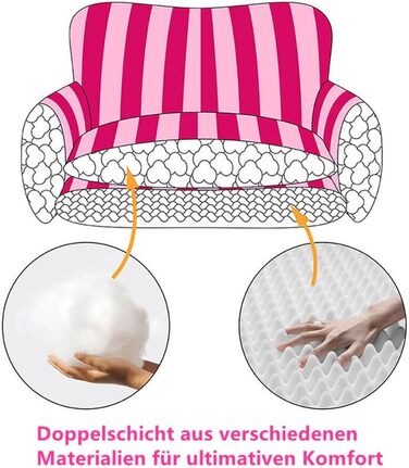 Крісло-лежанка для собак, м'яке ліжко для тварин, рожево-смугасте, XL 100x65x40 см