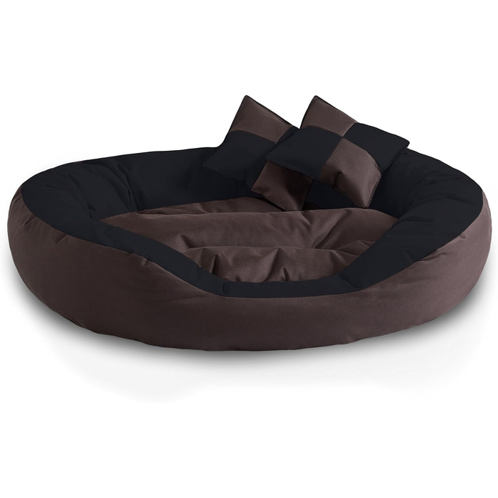BedDog® Hundebett SABA 4в1: овальне/кругле, велике, з бортиком, XL, мокко (чорний/коричневий), 85x70x23 см