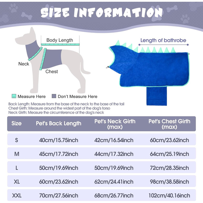 Рушник для собак з мікрофібри, швидковисихаючий, регульований, надпоглинутий, для середніх та великих собак, легко одягається (Сіро-зелений, XXL)