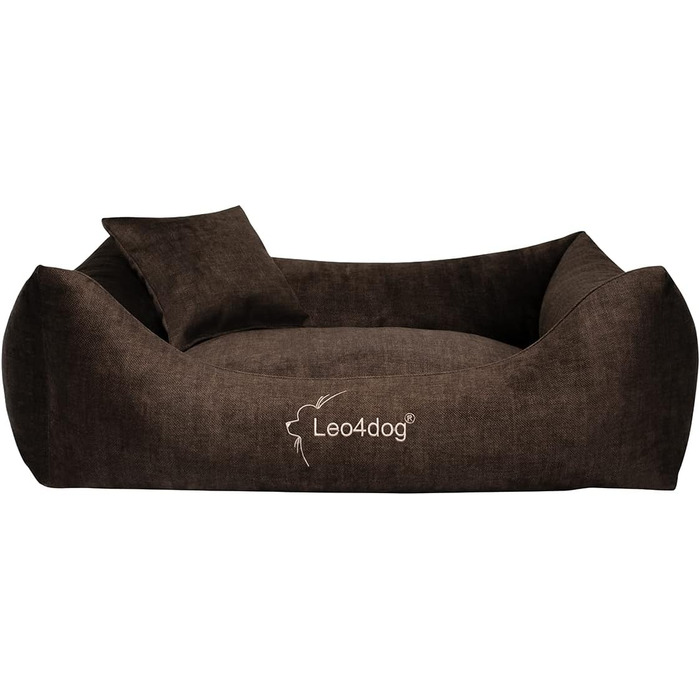 Собаче ліжко Sofa Vogue L 100x80 см, темно-коричневе – м'який диван для собак, подушка, лежак, 5 розмірів і 5 кольорів