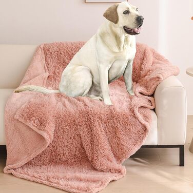Водонепроникний плед для собак 100x120 см - Великий м'який плед для собак, двосторонній, стійкий до подряпин та прання, захист для дивану, ліжка та авто (Рожевий, L(100x145 см))