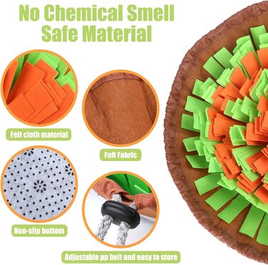 Килимок для собак, килимок для пошуку їжі, повільне годування, тренувальний килимок для цуценят, зелено-помаранчевий